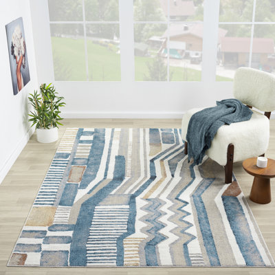 Vista Contemporary Abstract Indoor Machine Washable Area Rug