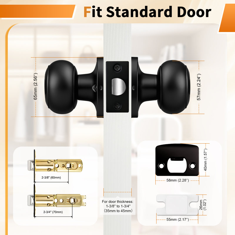 Passage (Hall & Closet) Door Knob, Black