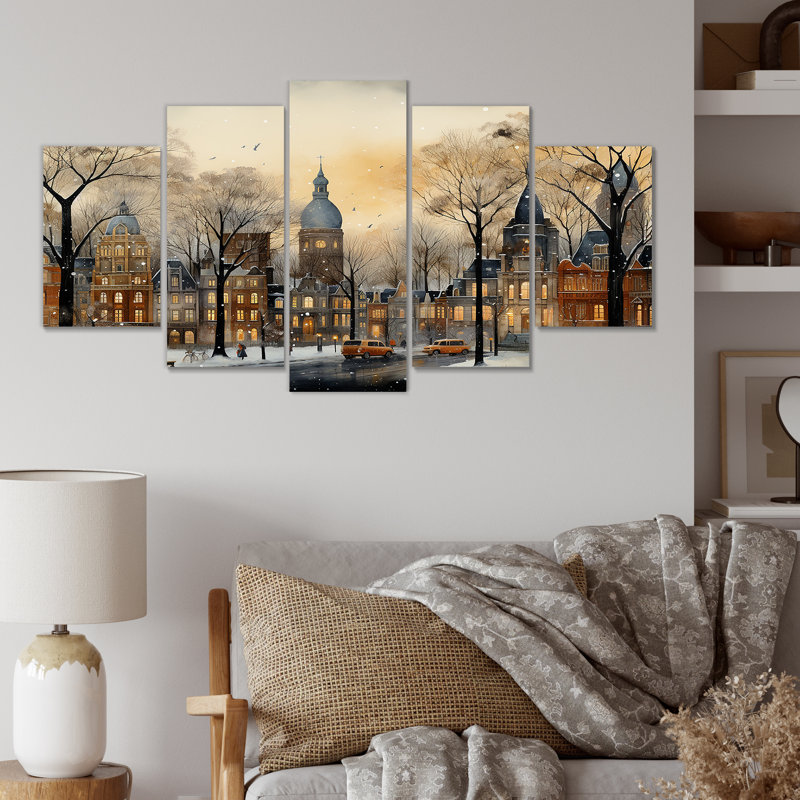  «Winter Russian City Landscape I - Winter Landscape Multipanel Wall Art Set