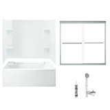 60" W x 74.25" H Frameless Rectangle Sliding Tub & Shower Kit with Towel Bar and Base Included