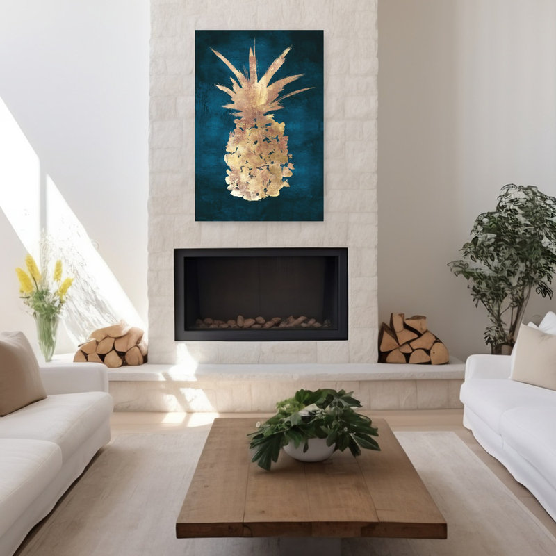 Golden Night, ananas, art moderne moderne de fruits de mer, H 48 po x l 32 po
