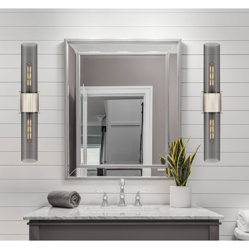 Éclairage pour meuble-lavabo mural 2 lumières 12 "Bolivar, Fumée, Nickel poli