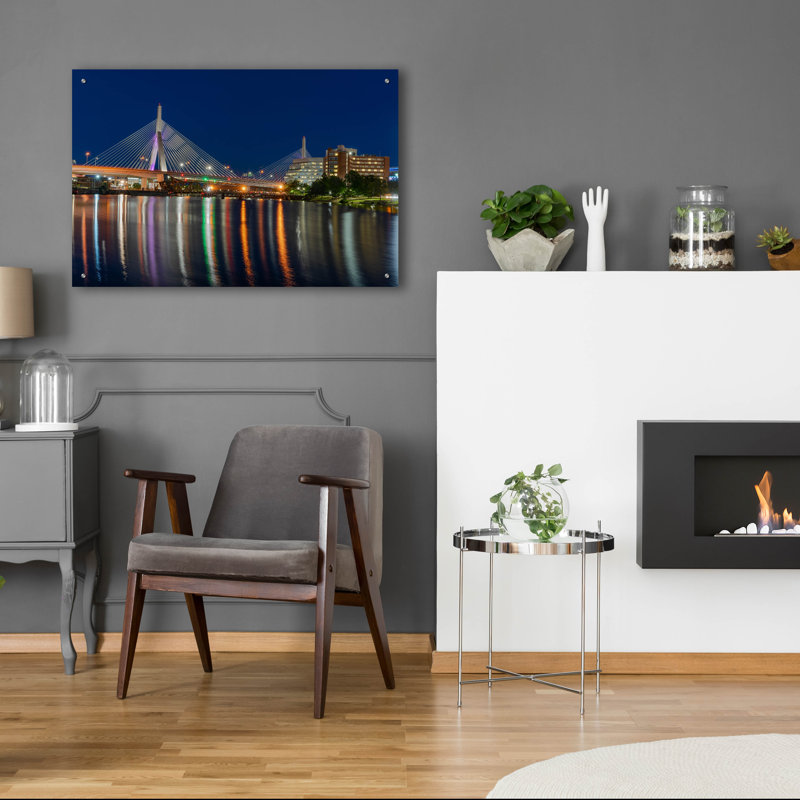 «Zakim Bridge August 26 2020» par Rick Berk, art mural en verre acrylique, H 24 po x l 36 po x P 0,2 po