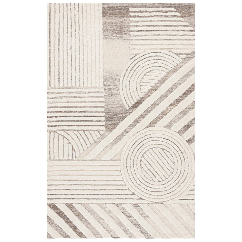 Ebony 818 Hand Tufted Wool & Cotton Abstract Rug, Rectangle 5' x 8'