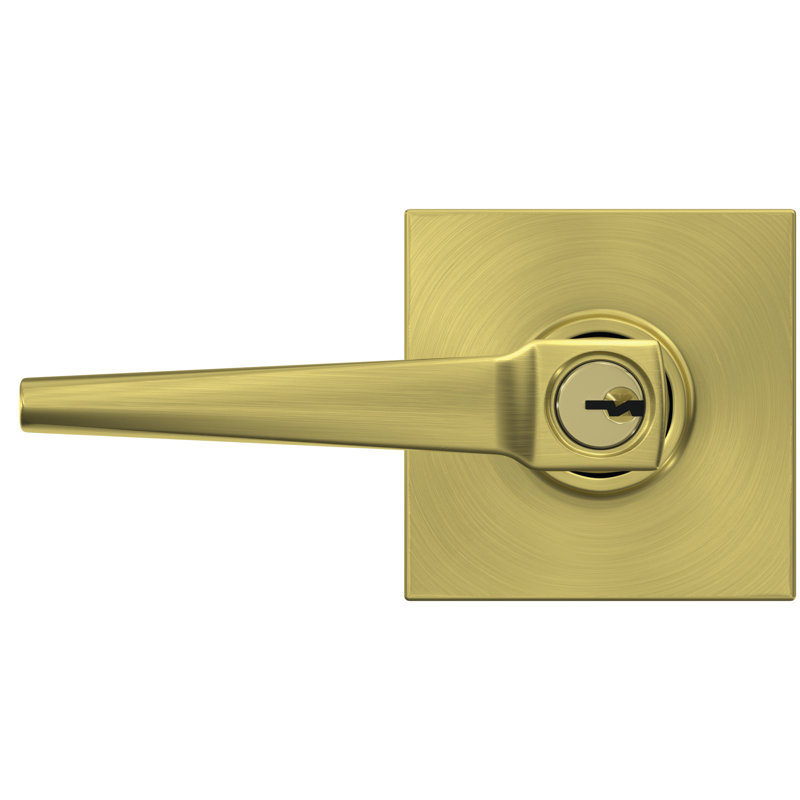 Eller Keyed Entry Lever with Collins Trim, Satin Brass, Keyed Different, Yes