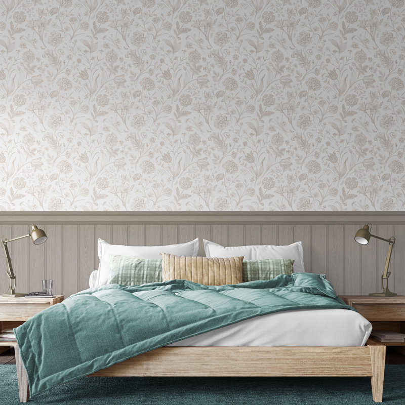 Tongue And Groove Floral Toile, Mink