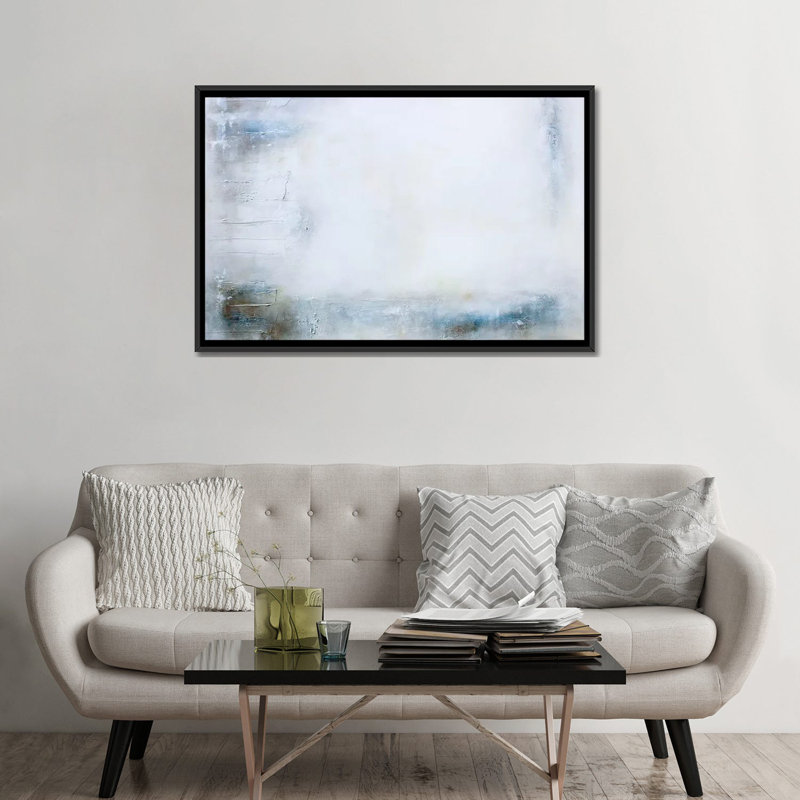 « en rive », reproduction sur toile, H 18 po x l 26 po x P 1,5 po, Toile avec cadre noir, Pas de tapis
