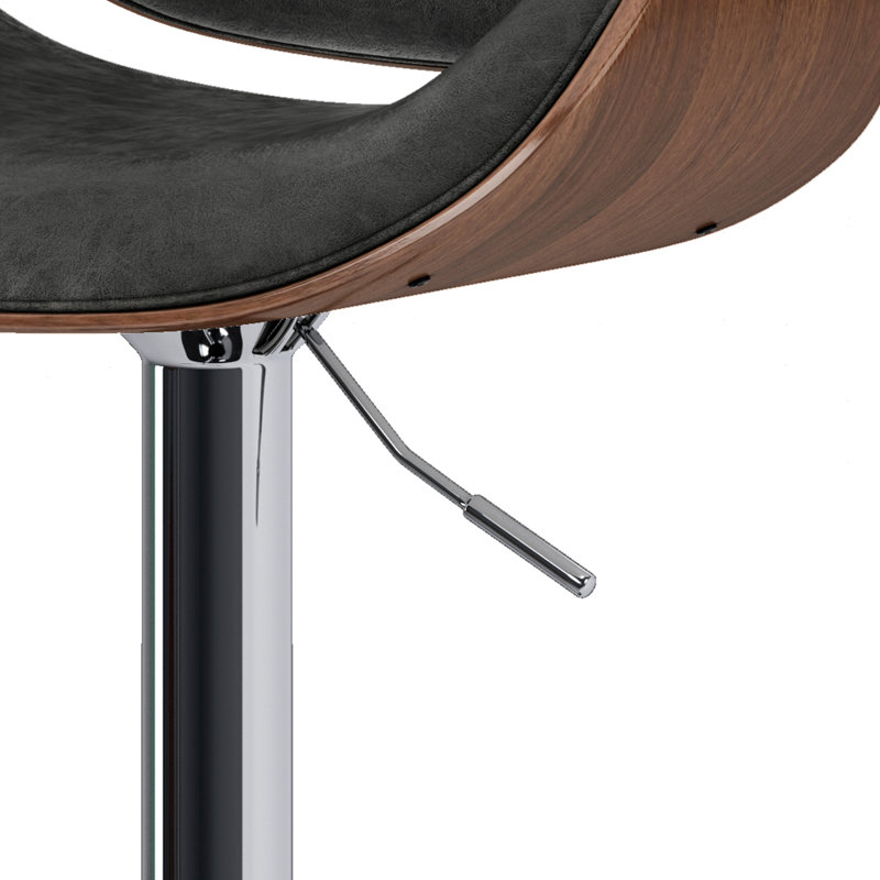 Tabouret de bar moderne pivotant rembourré Marana, Similicuir végétalien gris