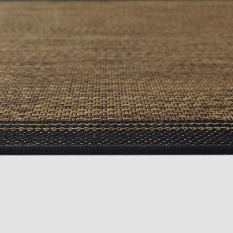 Kennaway Brown Indoor/Outdoor Border Patio Area Rug, Rectangle 5'3" x 6'11"