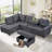 Orisfur. Reversible Sectional Sofa Space Saving With Storage Ottoman Rivet Ornament L-Shape Couch For Large Space Dorm Apartment-589063199