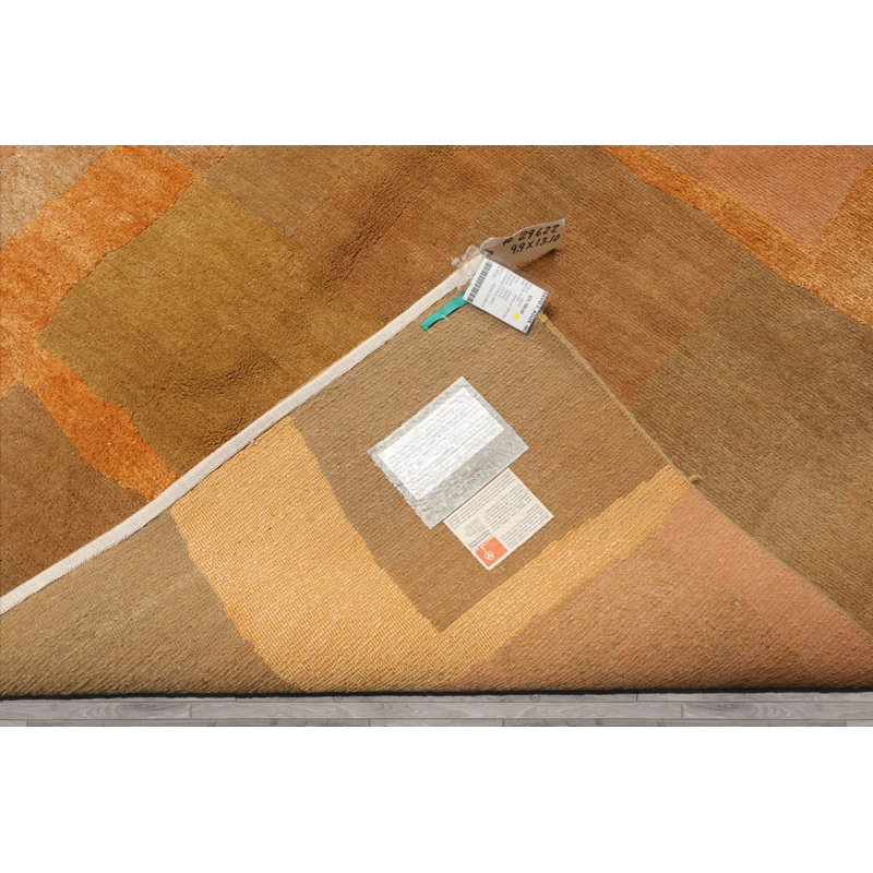 Tapis traditionnel tibétain en laine noué à la main rose 9 pi 9 po x 13 pi 10 po