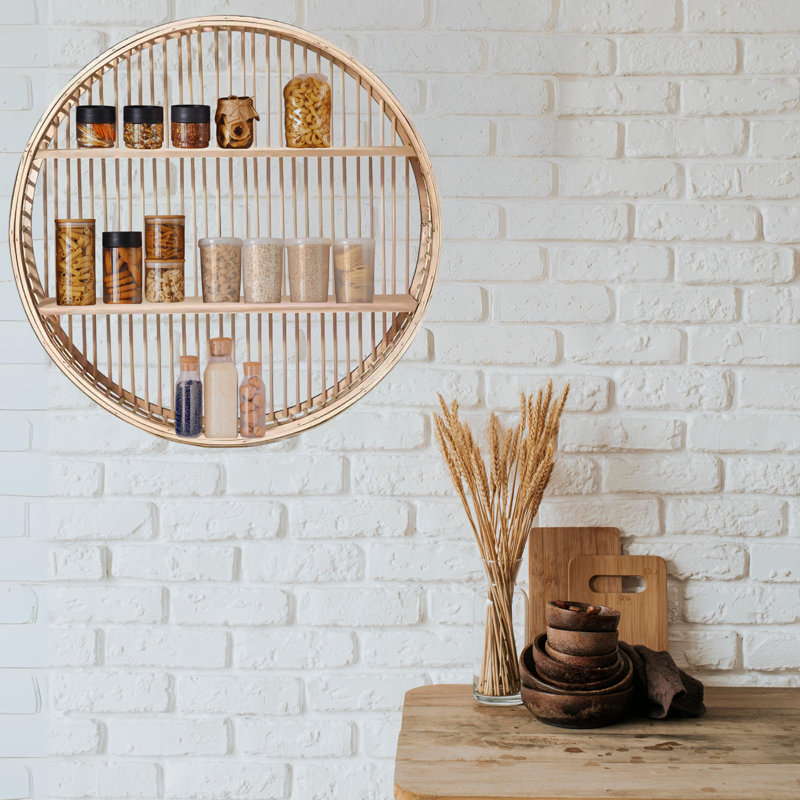 Ameia 3 Piece Circle Bamboo Floating Shelf