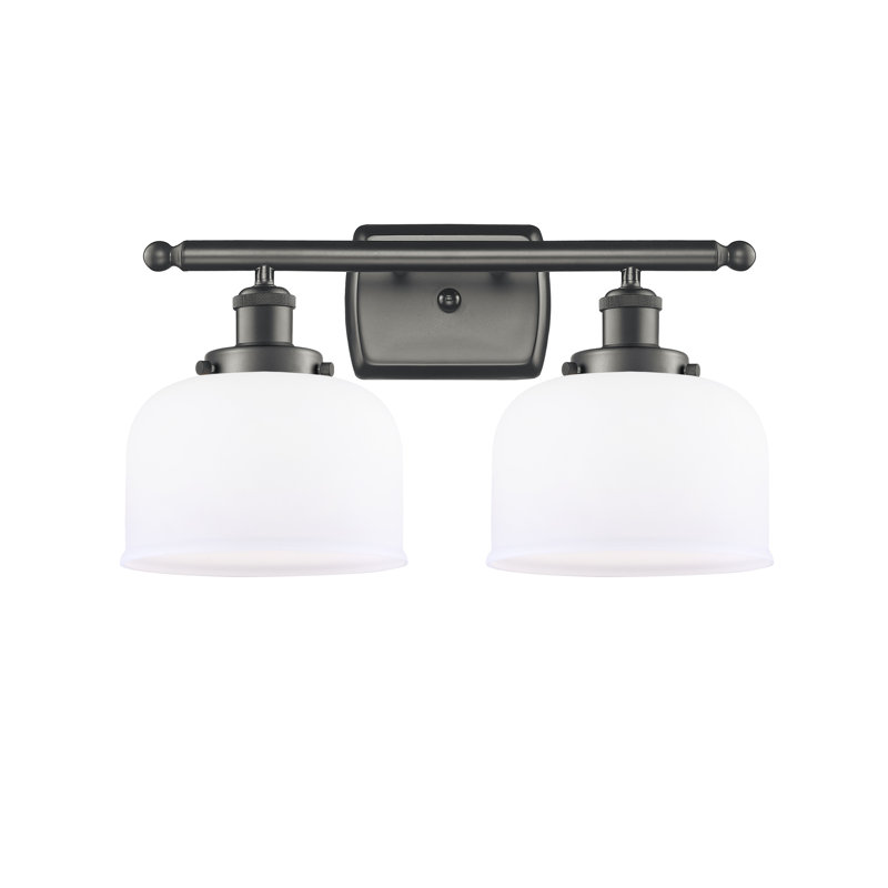 Éclairage pour meuble-lavabo de 8 po à 2 lumières Ballston Urban Bell, Blanc mat, Incandescente , Bronze frotté à l'huile