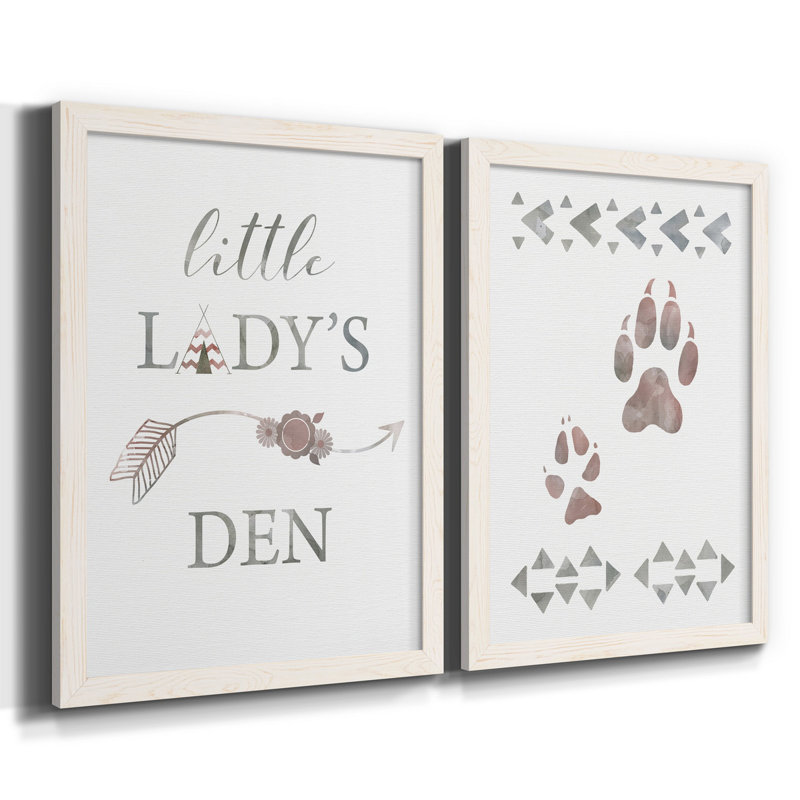 Little Lady Den Arrow - 2 pièces, H 37,5 po x l 55 po x P 1,5 po, Toile blanche encadrée, Pas de tapis