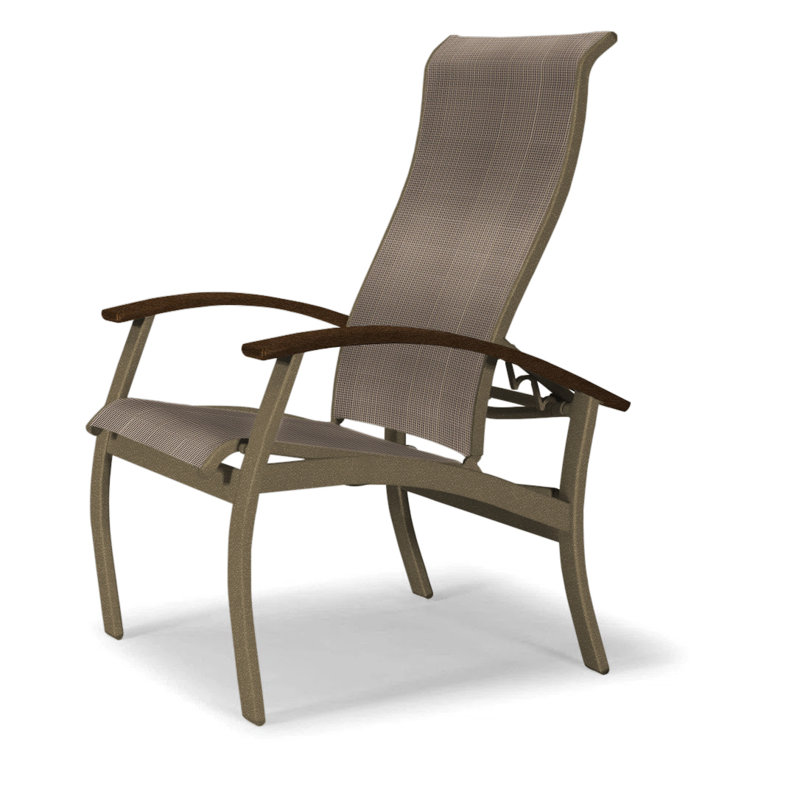 Chaise de patio Askar, Bois de plage texturé, Tweed Sunbrella® brun, Kona