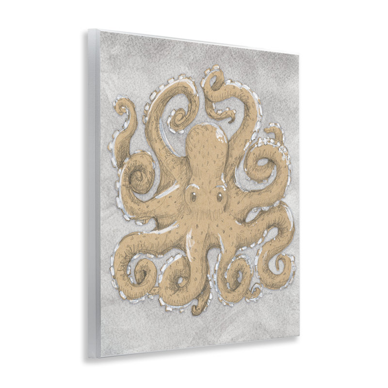 Grey Octopus Drawing Wall Plaque, design by Patti Bishop