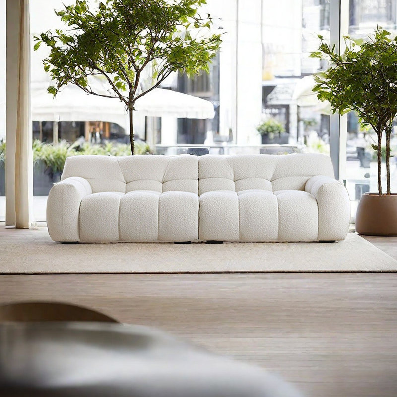 Gillispie 98.43'' Upholstered Sofa, 27.94" H x 110.23" W x 40.54" D, White Velvet, 4