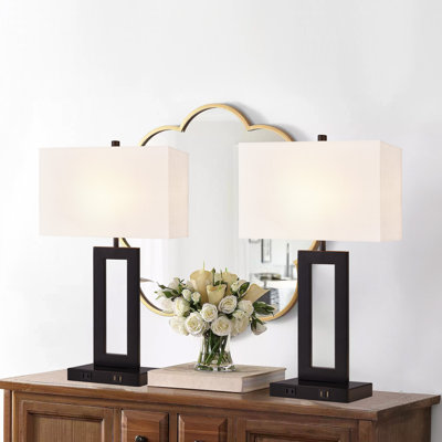 22" Dimmable Touch Control Table Lamp with Dual USB Ports