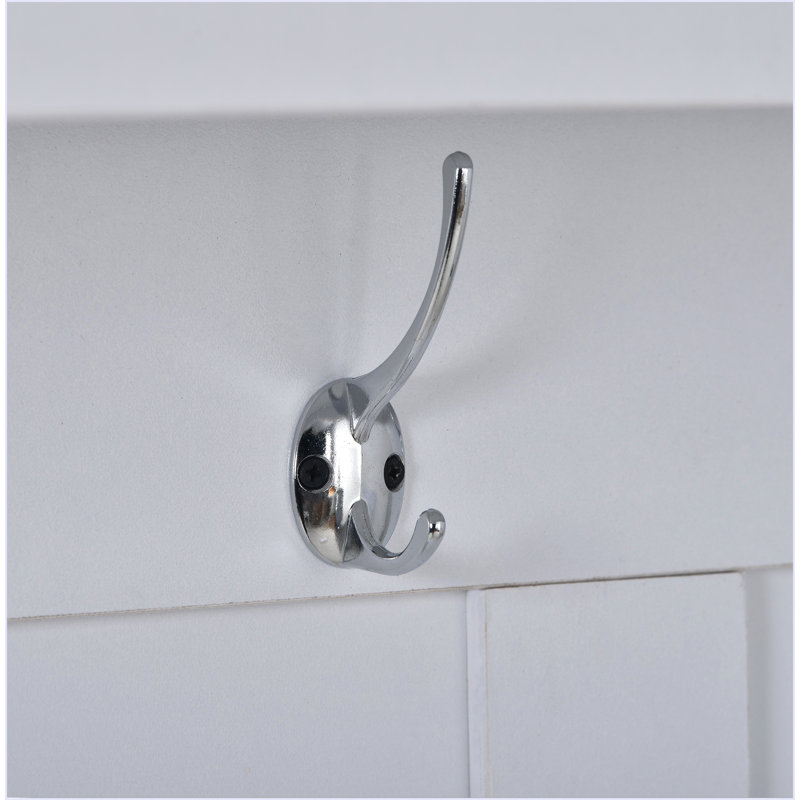 White Solid Wood Hall Tree with Storage and Hooks