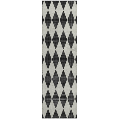 Premium Machine Washable Cerrito AMF578 Black Rug