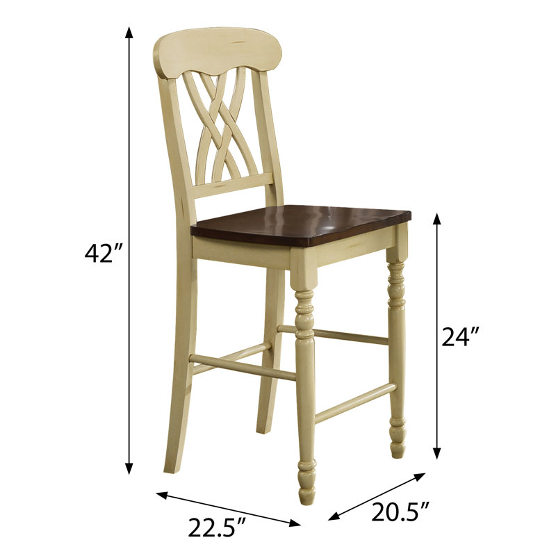 Tabouret de comptoir en bois Crystil, Babeurre / chêne