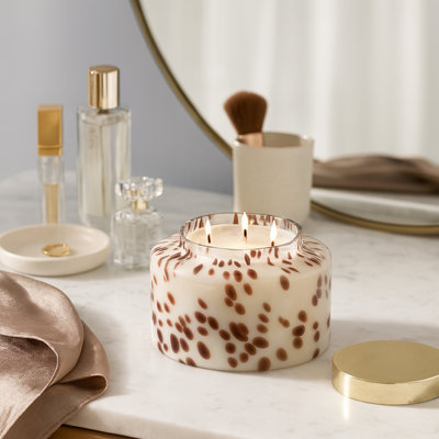 Decorative Scented Candle with Lid for Living Room Decor - Modern Glass Candle for Coffee Table, Bookshelf, or Bedroom - 7"