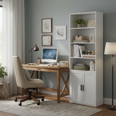 69.3'' H 6-Tier Tall Bookcase With Door