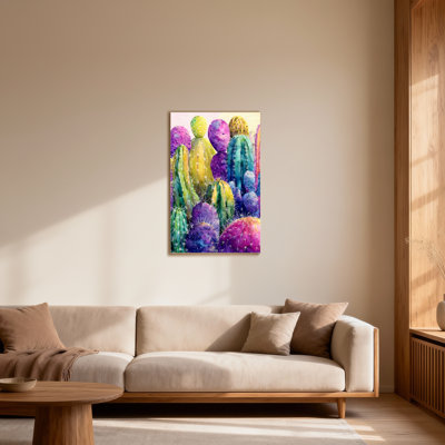 Plantes et fleurs, impression de cactus coloré aquarelle