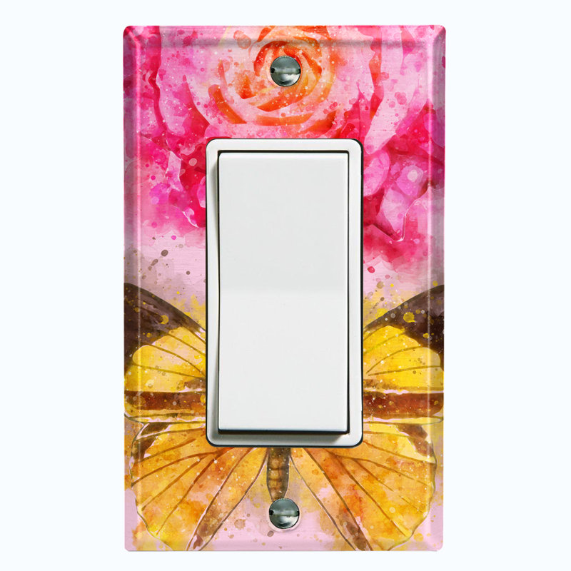 Plaque murale décorative / bascule papillon 1 fleur