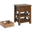Hoekstra Solid Wood X-Side End Table Side Table with Drawer, 2 Storage Shelves and Wicker Basket, Coffee-539462331