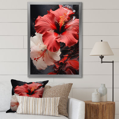 Fleurs de marguerite rouge II - décoration murale florale