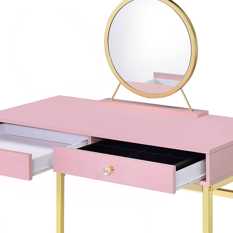 Bureau de coiffeuse avec plateau à bijoux et miroir