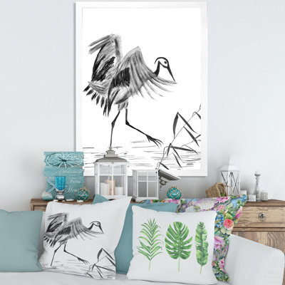 Grue japonaise japonaise, peinture sur toile encadrée