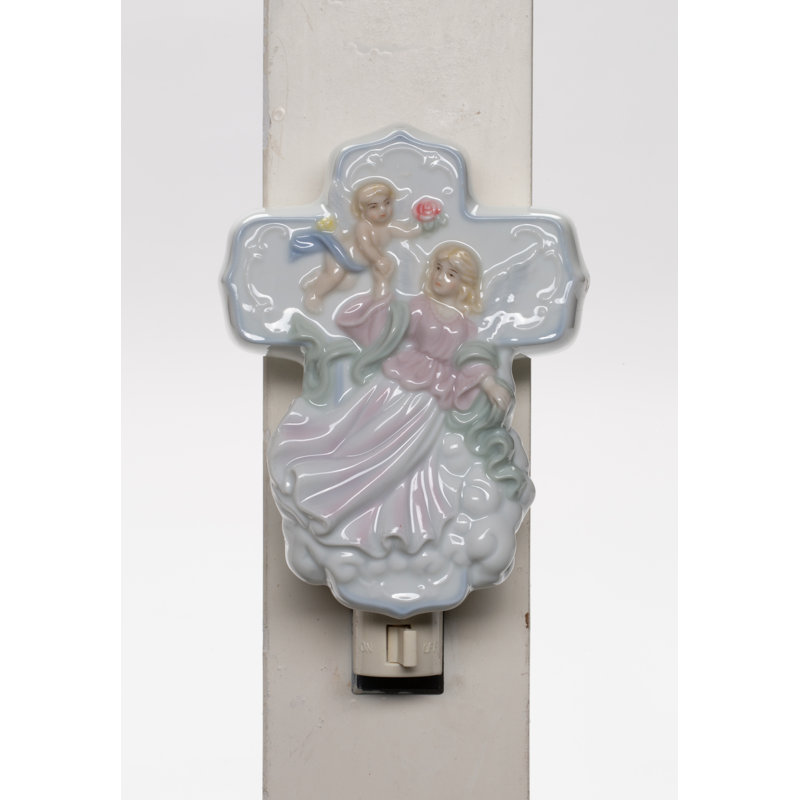 Lampe de chevet ange sur croix 