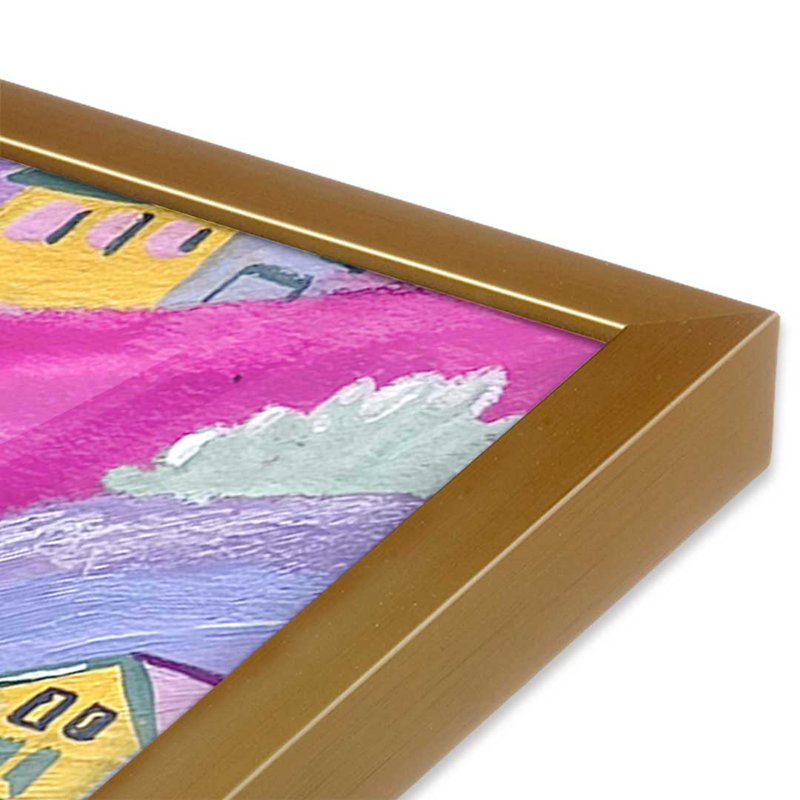 «Water Rainbow Landscape» par Garima Dhawan, reproduction d'art sur toile, H 16 po x l 12 po, Doré