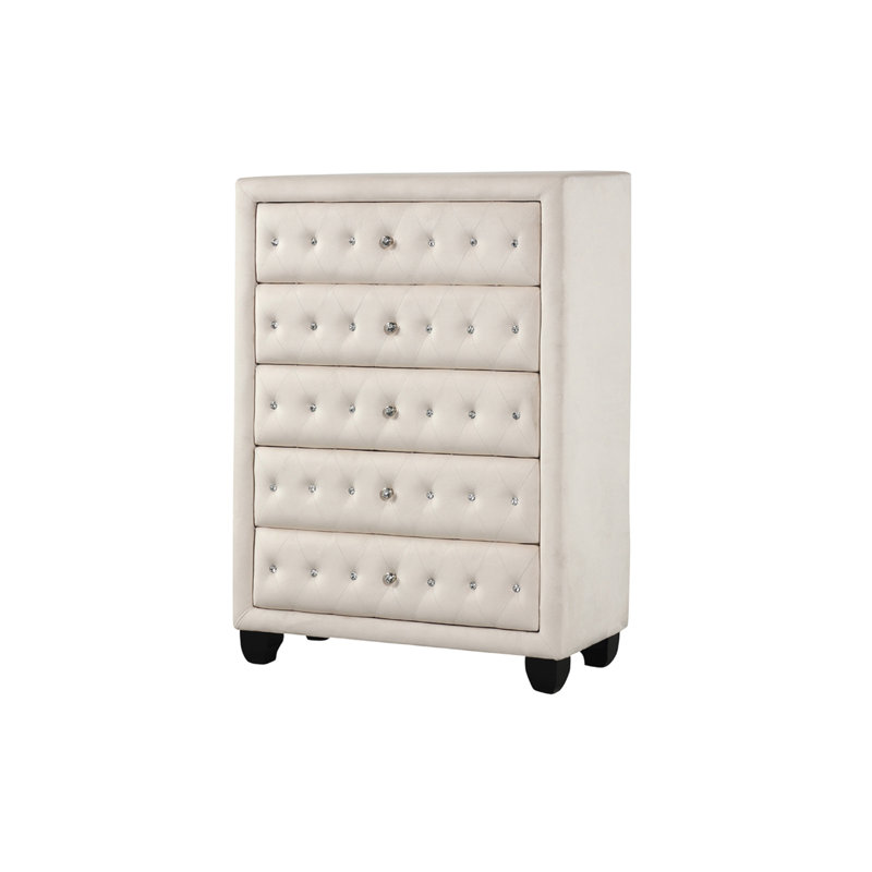 Commode 5 tiroirs l 36 po Rausch, Crème, crème