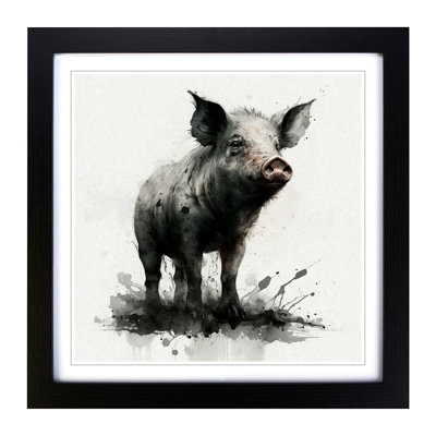 Pig Ink Wash - Framed Print