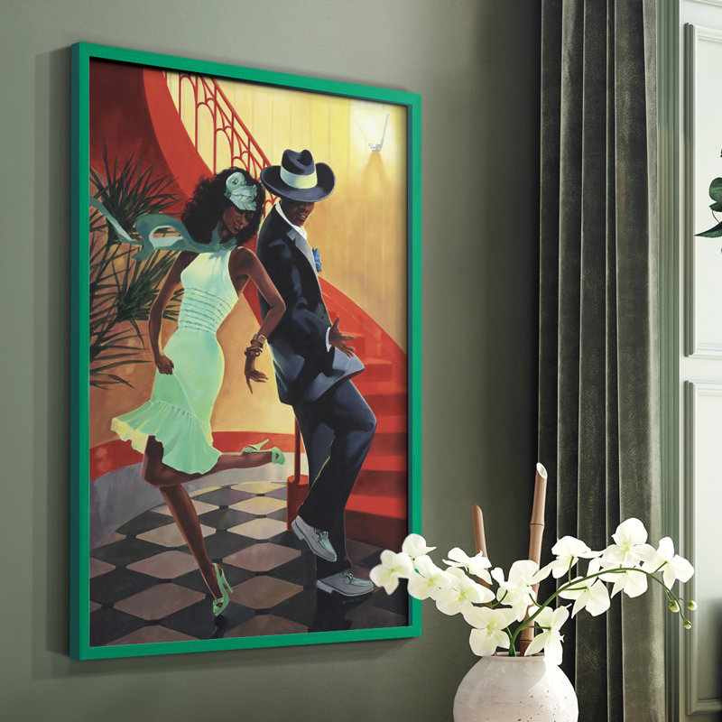 «Night Out IV», reproduction encadrée - bois massif, Vert, H 10 po x l 8 po
