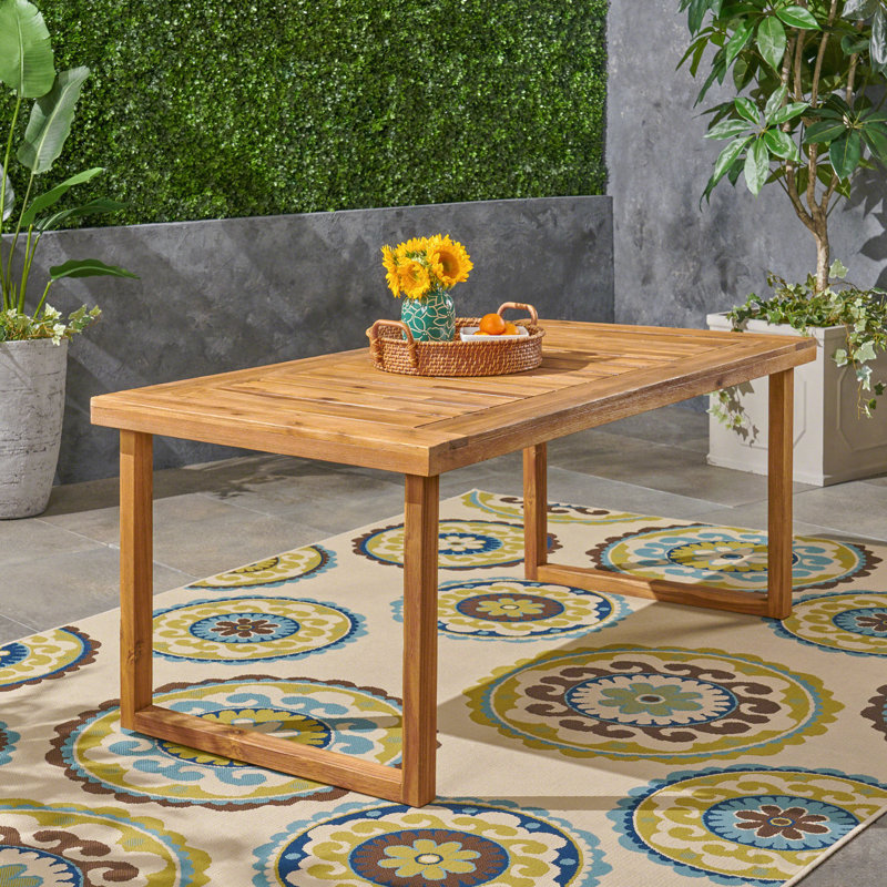 Table de salle à manger d'extérieur en bois d'acacia de 69 po, finition sablée naturelle, Natural