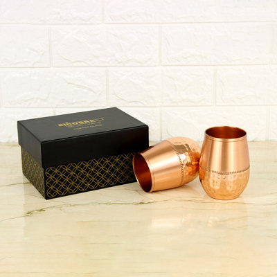250 ml Handmade Copper Drinking Glass Set