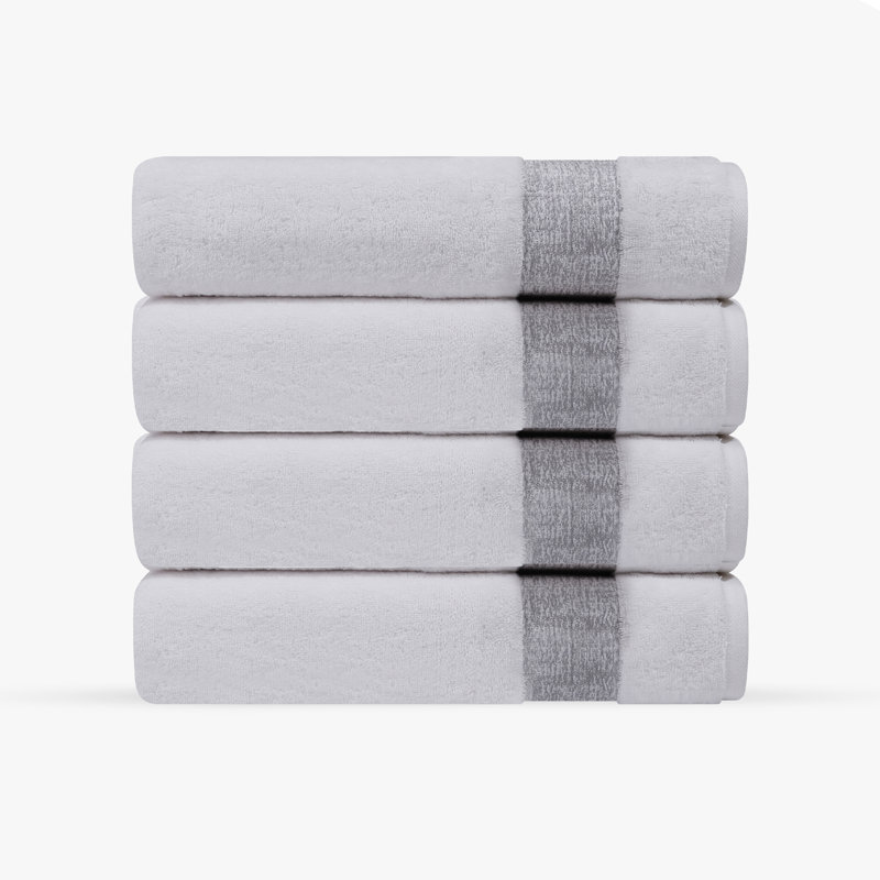 Jonnae 4 pcs Turkish Bath Towels Set, Silver