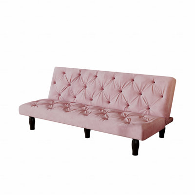 Sofa To Sofa Bed Transformation: 66" Pink Velvet Sofa Bed by Mercer41