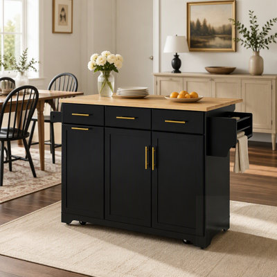 Rolling Kitchen Island with Storage, Power Outlet, and Drop Leaf for Enhanced Functionality and Style