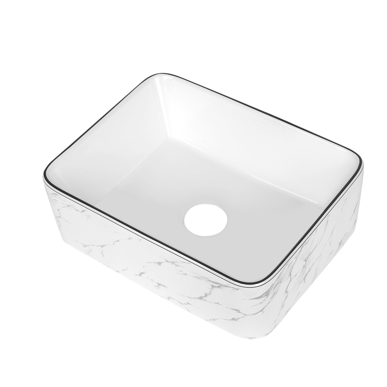 KGAR 16''x12'' Marbling Ceramic Rectangular Vessel Bathroom Sink without Overflow Wayfair