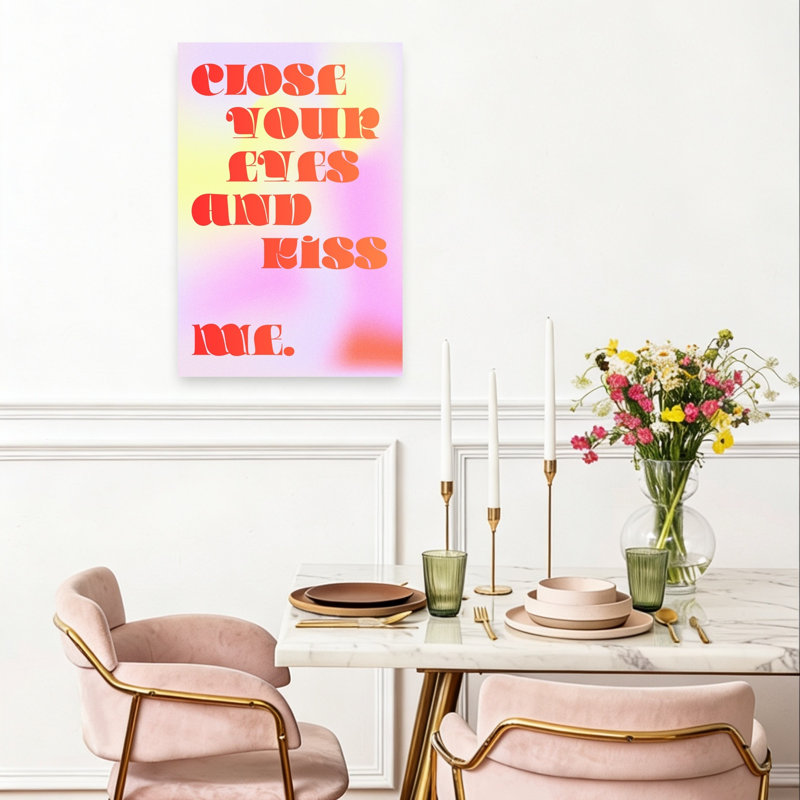 «Close Your Eyes Kiss Me», impression murale rétro, 24" H x 16" W
