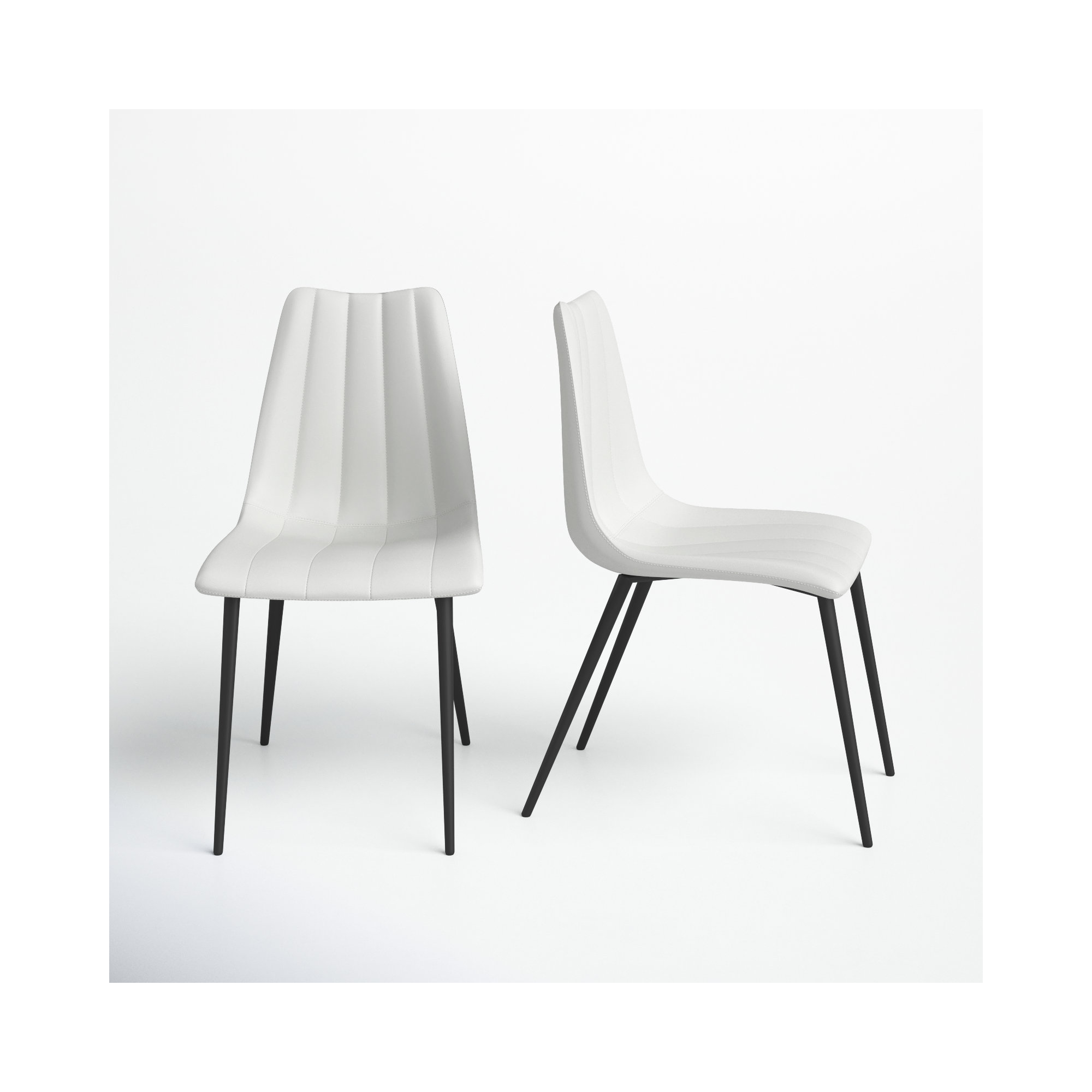 Finnigan Upholstered Side Chair, White Faux Leather