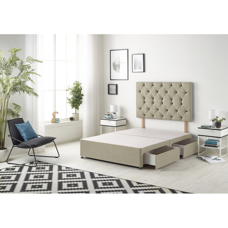 Copple Divan Bed with Mattress, Wheat, Double (4'6), 2 Drawers