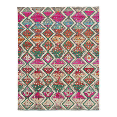 Rug & Kilim's Contemporary Moroccan Style Rug With Polychromatic Diamond Pattern