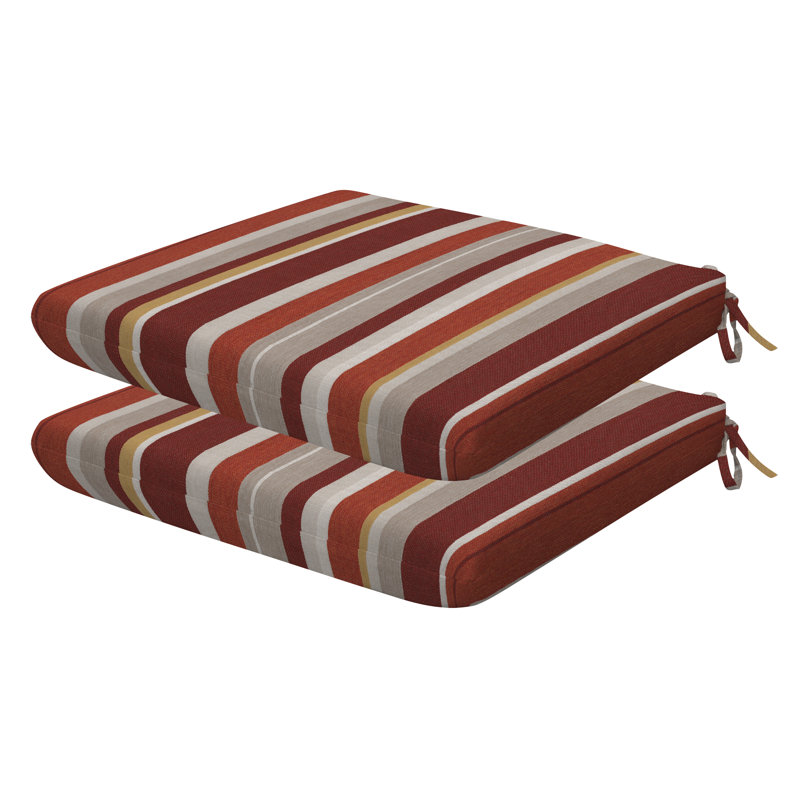 Coussin de siège d'extérieur carré Meridian, L 18 po x P 17,5 po, Rayures Adobe