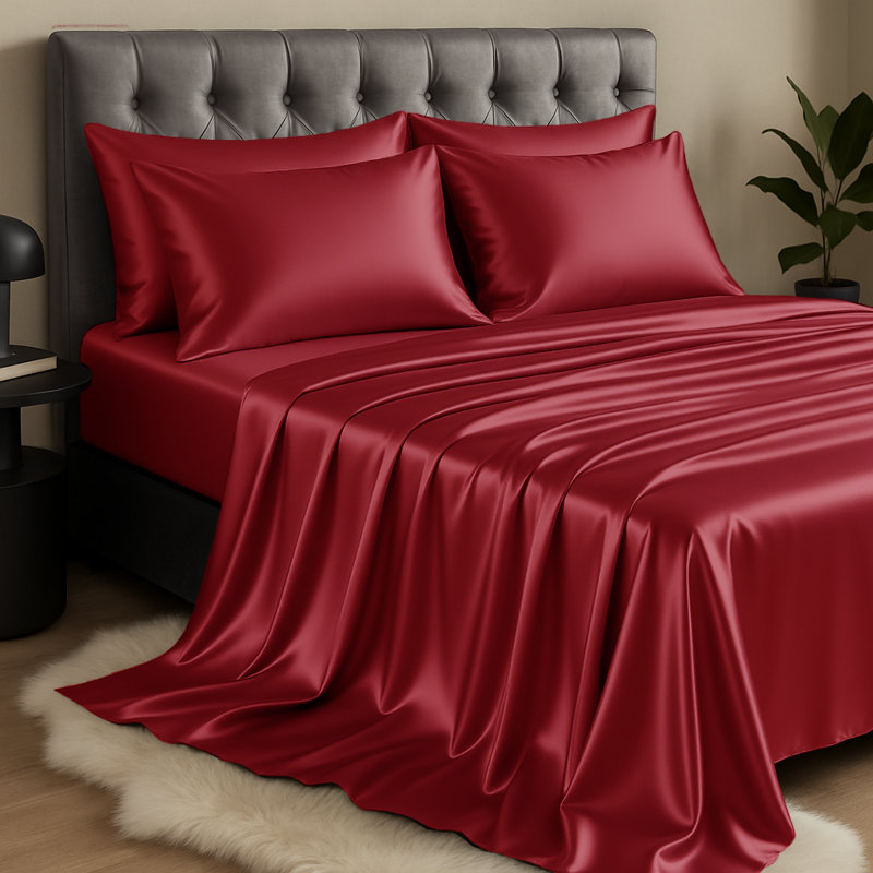 Mulberry Silk Flat Sheet, Super King (6'), Red